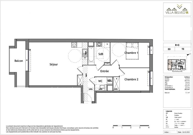Appartement - 69 m² - 3 pièces