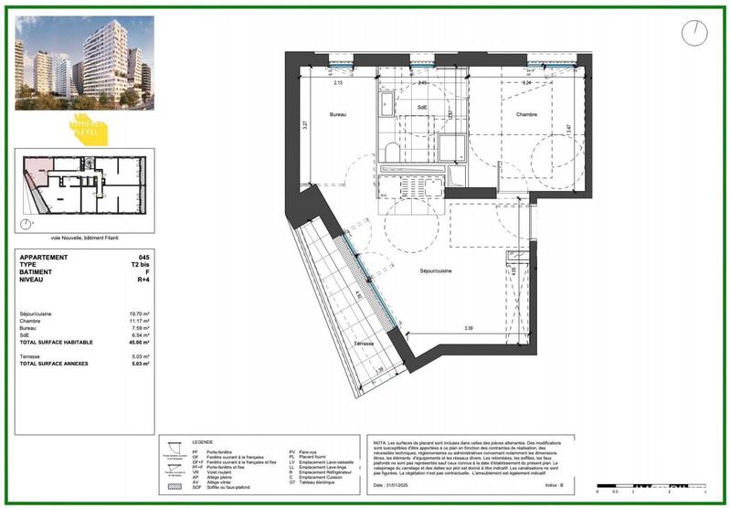 Appartement - 45 m² - 2 pièces