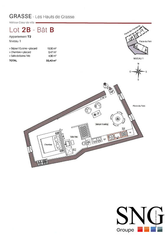 Appartement - 34 m² - 2 pièces