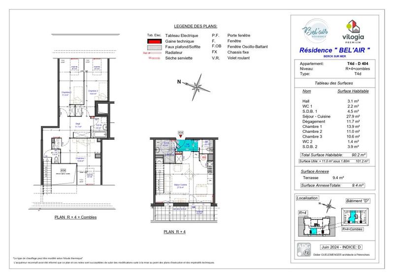 Appartement - 90 m² - 4 pièces