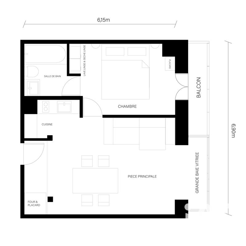 Appartement - 42 m² - 2 pièces