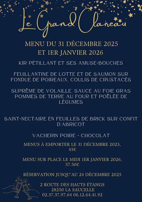 Menu du 31 décembre et 1er janvier