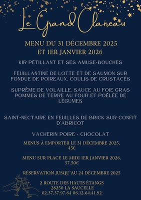 Menu du 31 décembre et 1er janvier