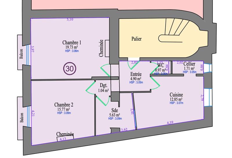 Appartement - 64 m² - 3 pièces