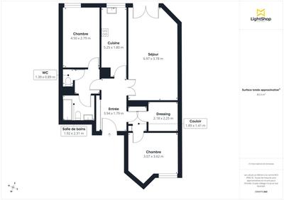 Appartement - 86 m² - 3 pièces