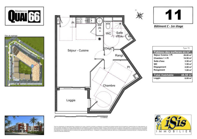 Appartement - 49 m² - 2 pièces