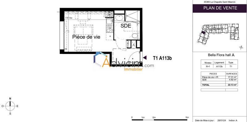 Appartement - 24 m² - 1 pièce