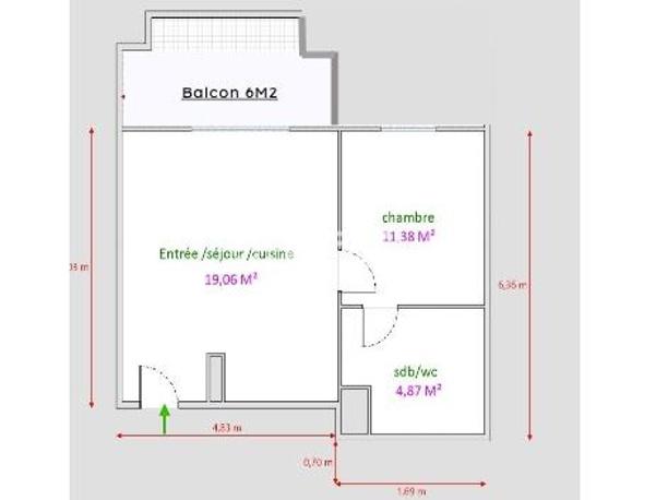 Appartement - 35 m² - 2 pièces