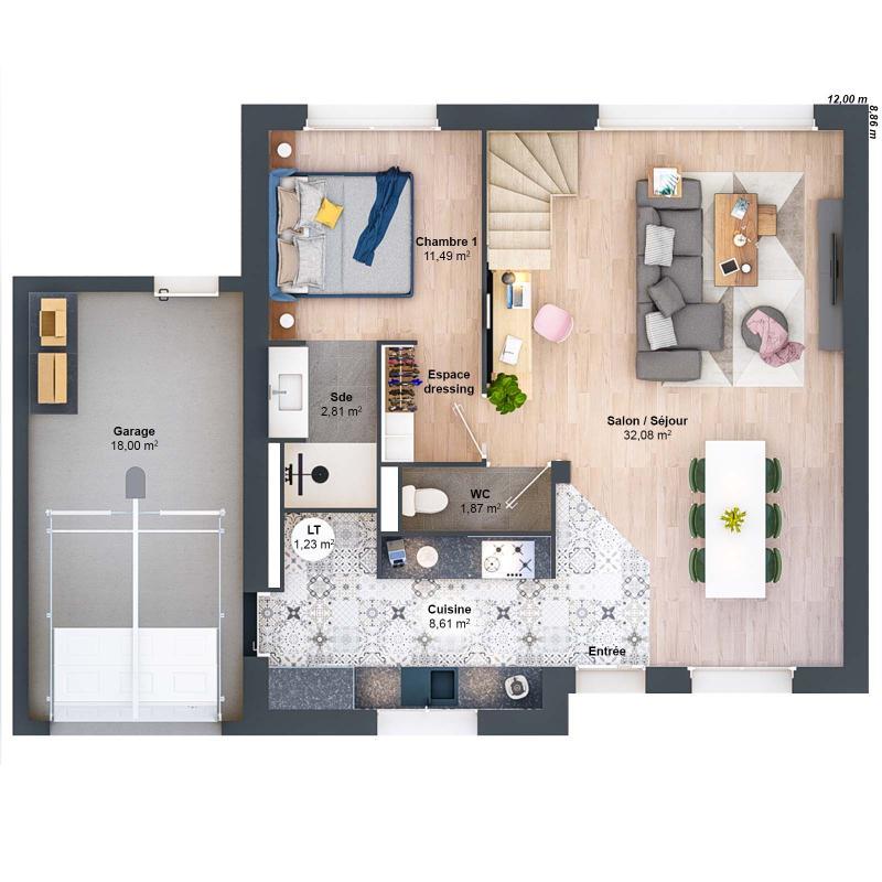 Maison - 113 m² - 6 pièces