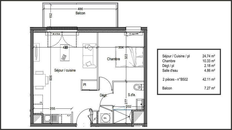 Appartement - 42 m² - 2 pièces