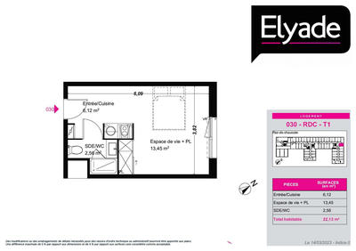 Appartement - 22 m² - 1 pièce