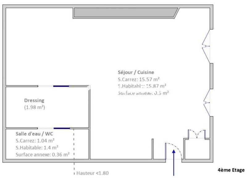 Studio - 19 m² - 1 pièce