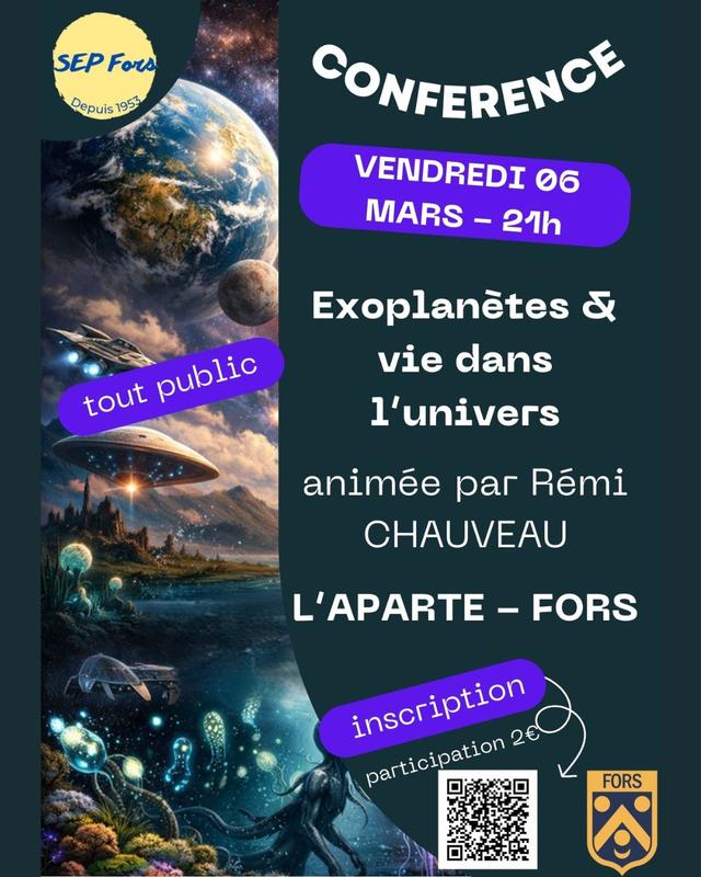 Conférence "Exoplanètes et la vie dans l'univers" à Fors