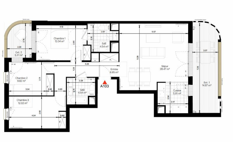 Appartement - 86 m² - 4 pièces