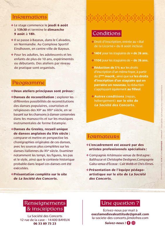 Stage de danse médiévale "Osez la Médiévale Attitude !"