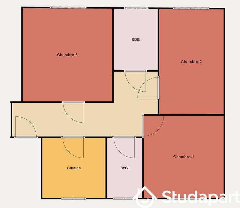Chambre - 14 m² - 1 pièce