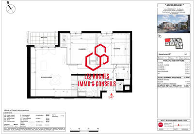 Appartement - 61 m² - 3 pièces