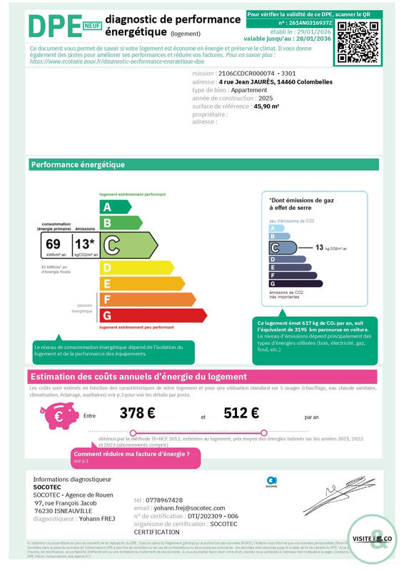 Appartement - 46 m² - 2 pièces