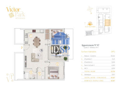 Appartement - 58 m² - 3 pièces