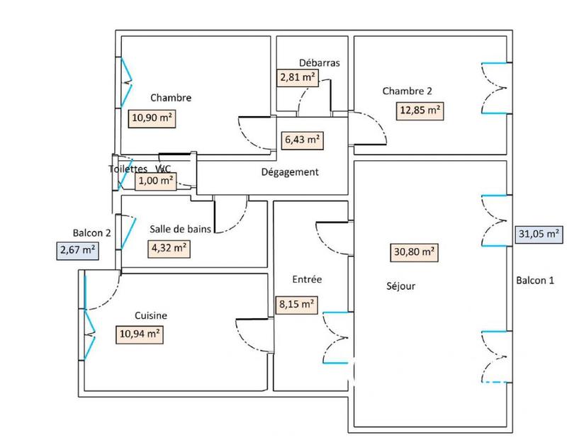 Appartement - 88 m² - 3 pièces