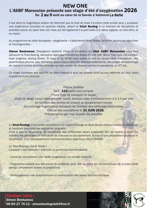 Stage d’Été août 2026 Boxe et Montagne-Asbf Marsoulan