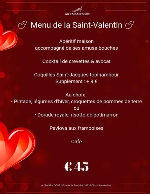 Repas Saint-Valentin au Faisan Doré