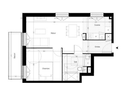 Appartement - 47 m² - 2 pièces