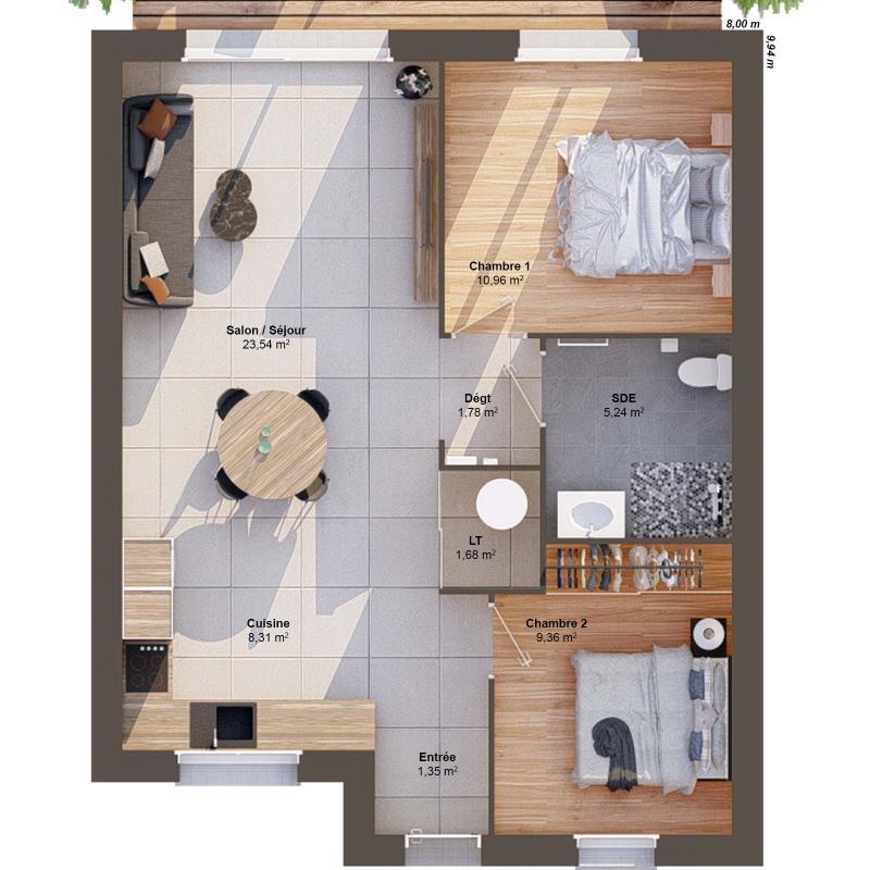 Maison - 62 m² - 4 pièces