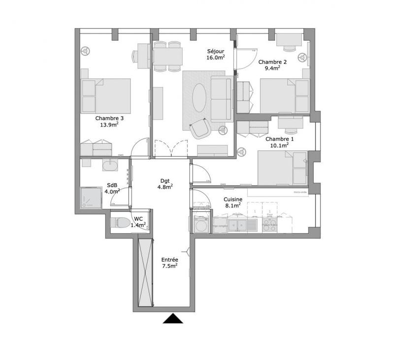 Appartement - 74 m²
