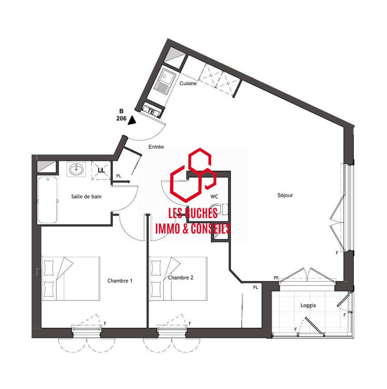 Appartement - 65 m² - 3 pièces