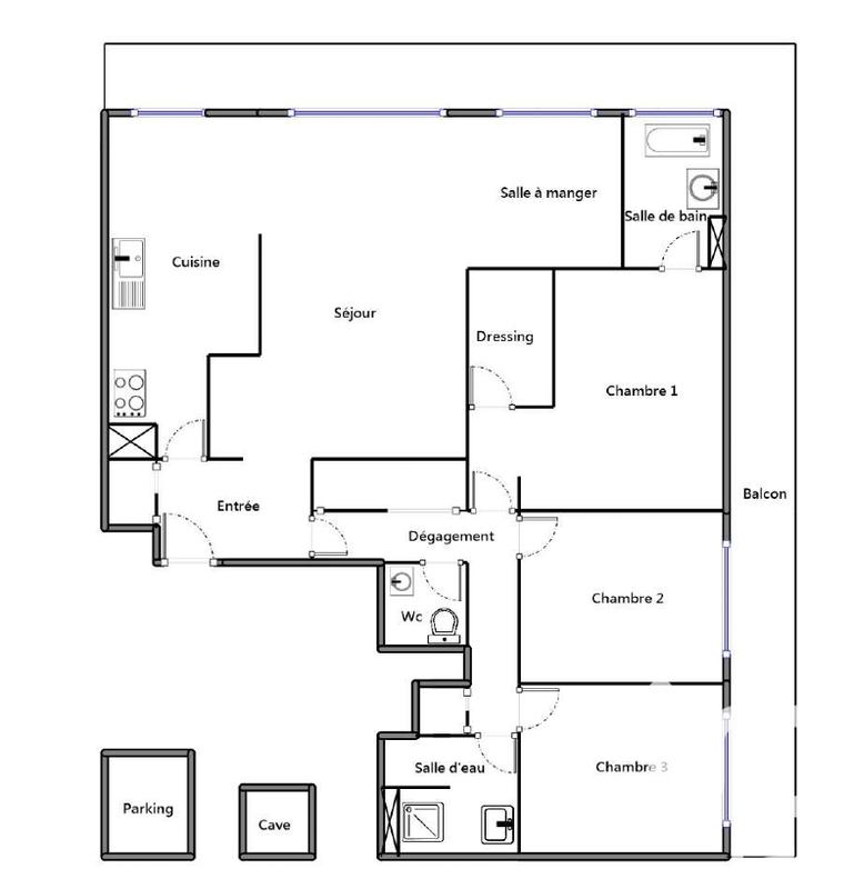 Appartement - 99 m² - 5 pièces
