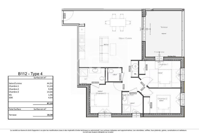 Appartement - 88 m² - 4 pièces