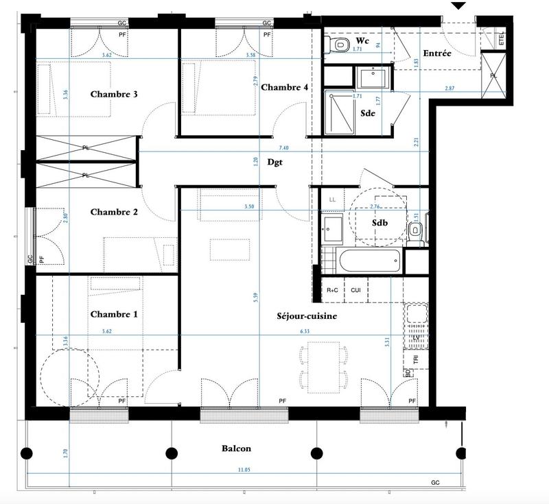 Appartement - 96 m² - 5 pièces