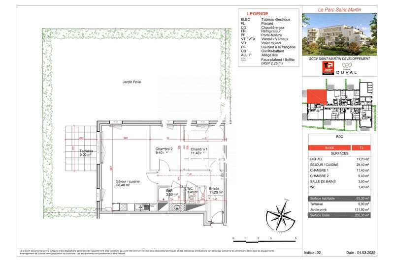 Appartement - 65 m² - 3 pièces