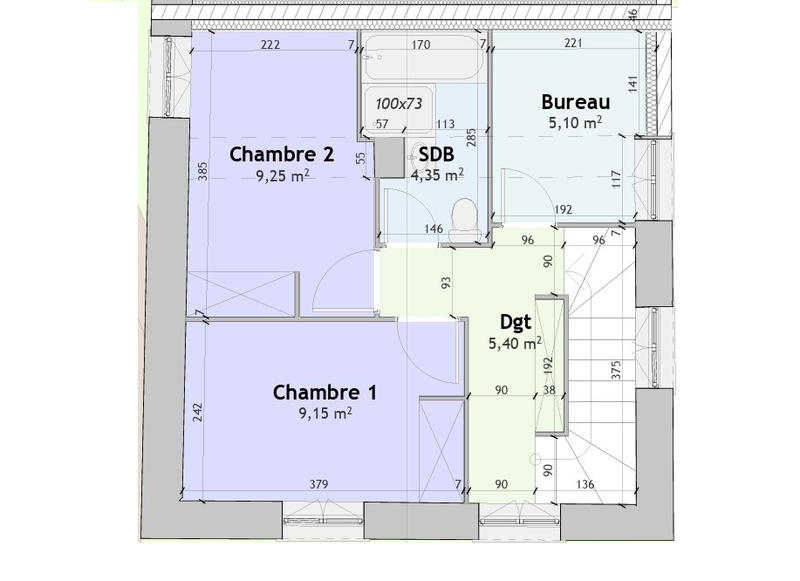 Appartement - 90 m² - 5 pièces