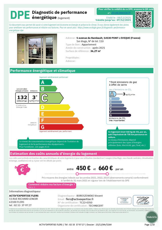 Appartement - 36 m² - 2 pièces