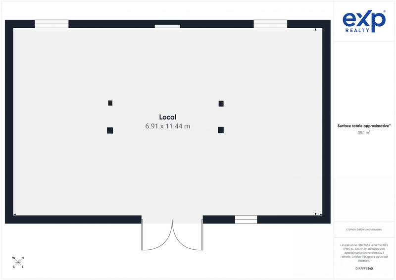 Local d'activités - 80 m² - 1 pièce