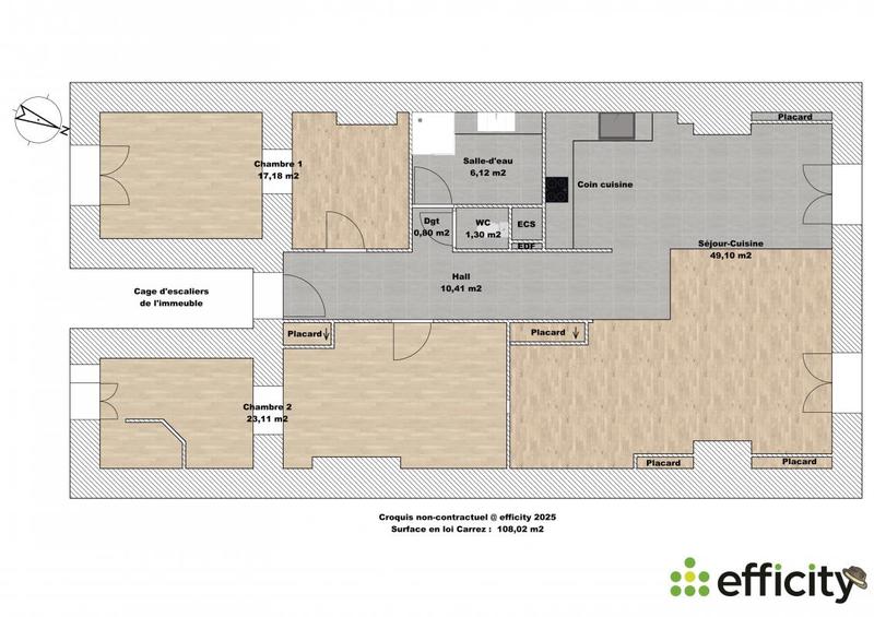 Appartement - 108 m² - 3 pièces