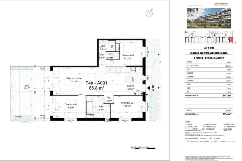 Appartement - 86 m² - 4 pièces