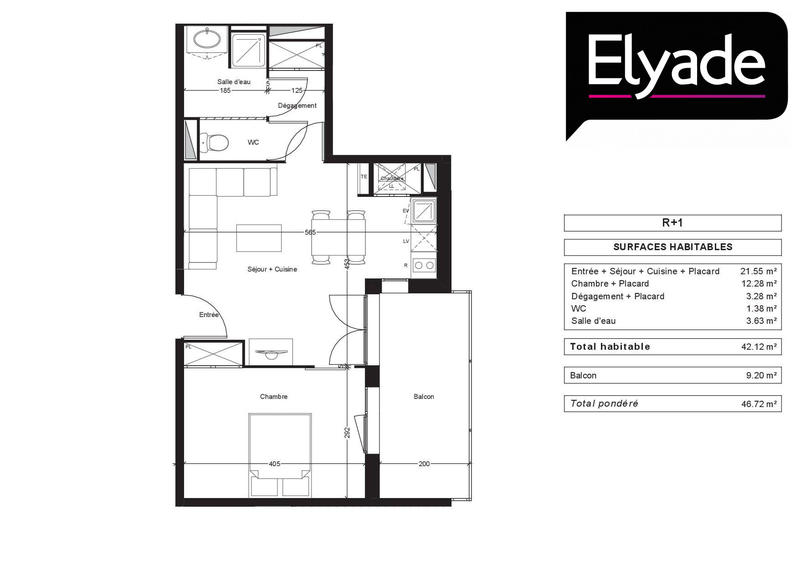 Appartement - 42 m² - 2 pièces