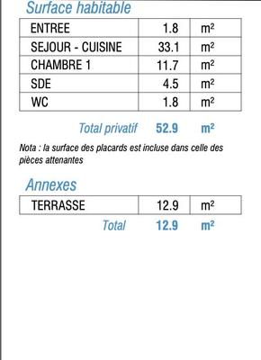 Appartement - 53 m² - 2 pièces