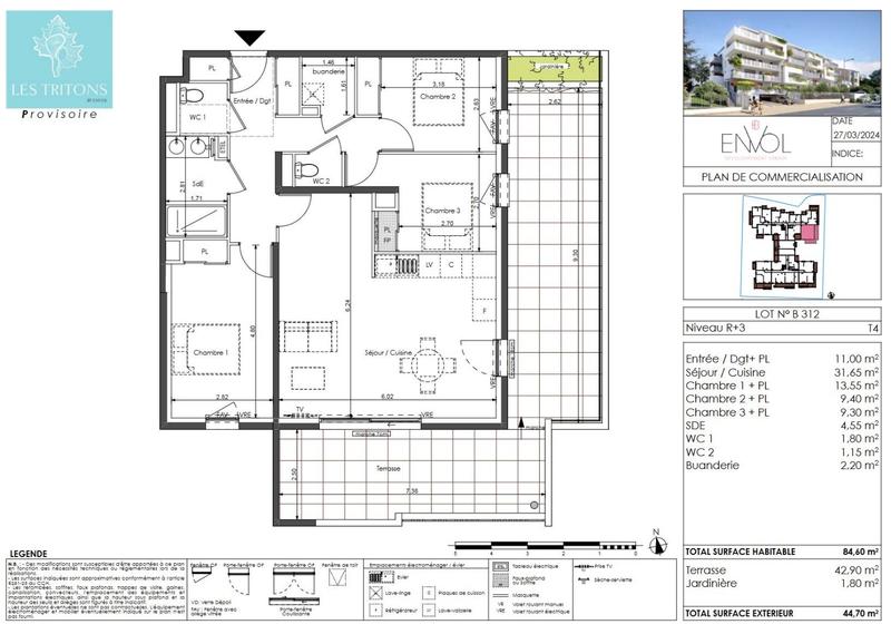 Appartement - 85 m² - 4 pièces