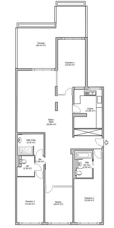 Appartement - 135 m² - 5 pièces