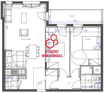 Appartement - 68 m² - 3 pièces