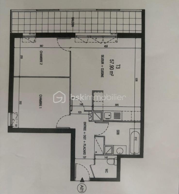 Appartement - 58 m² - 3 pièces