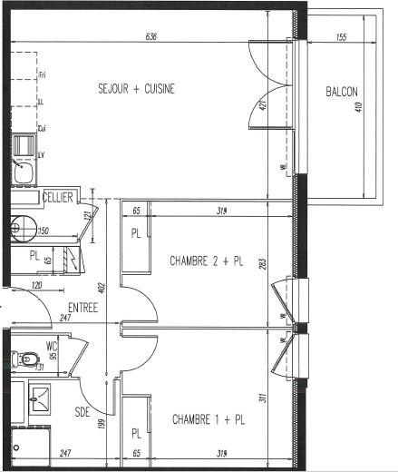 Appartement - 63 m² - 3 pièces