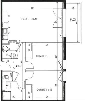 Appartement - 63 m² - 3 pièces