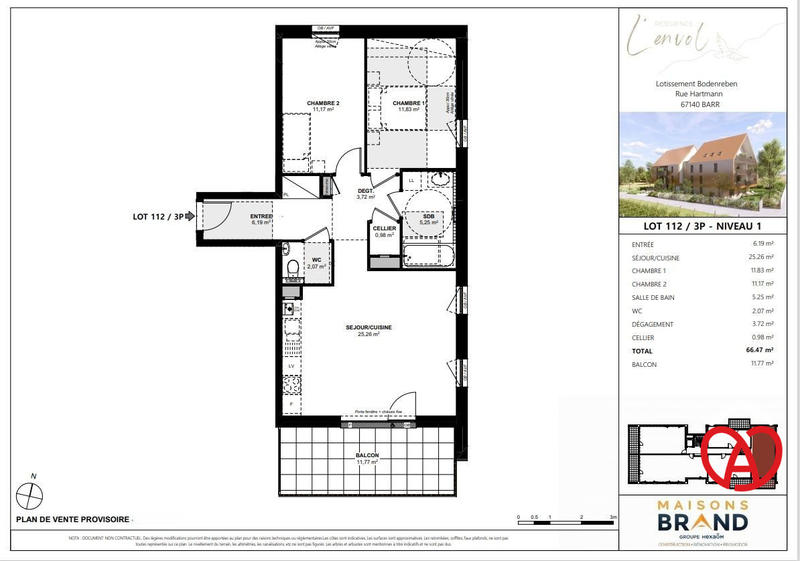 Appartement - 67 m² - 3 pièces