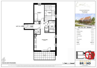 Appartement - 67 m² - 3 pièces