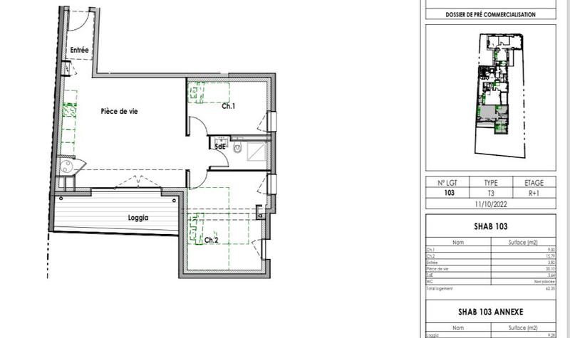 Appartement - 63 m² - 3 pièces